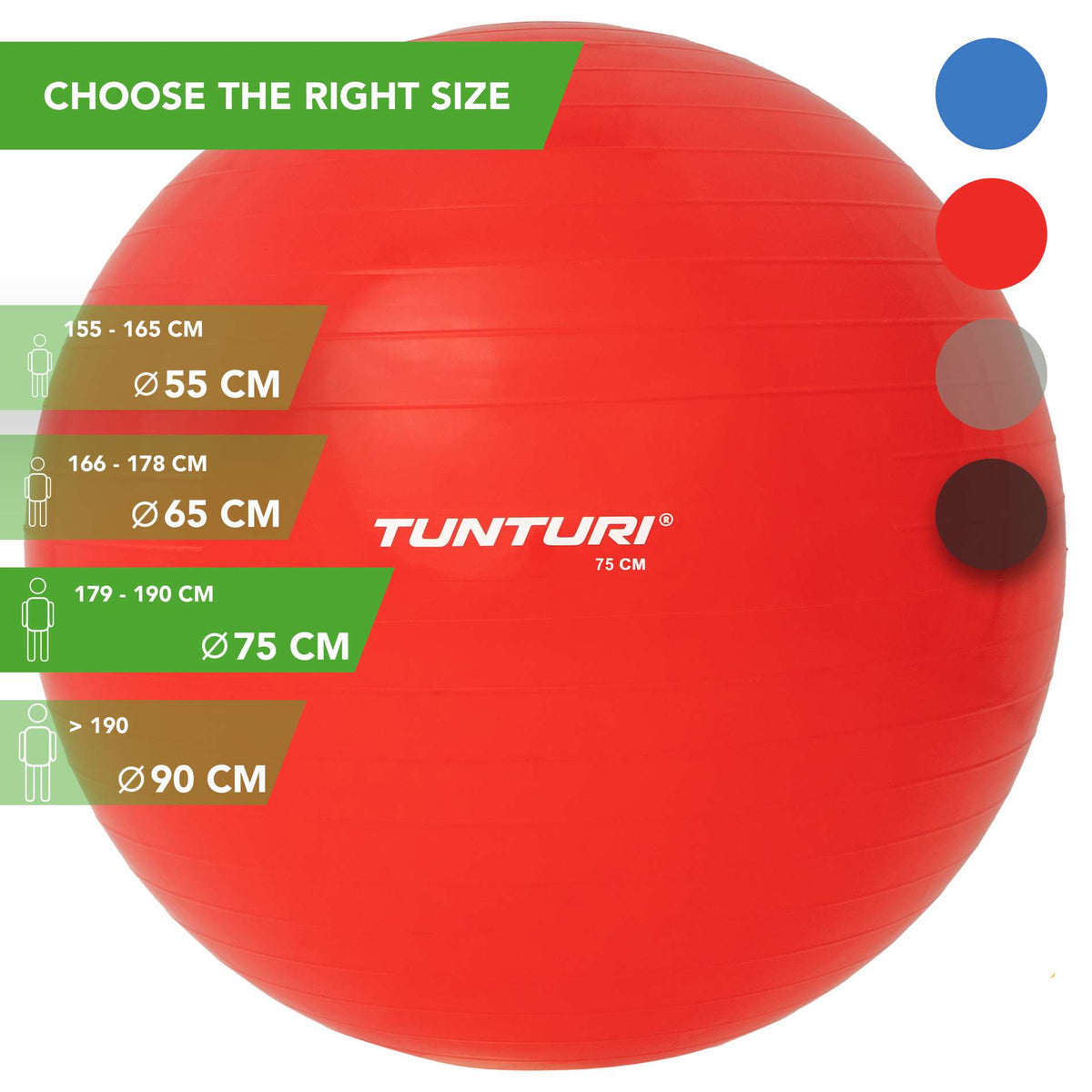 كرة رياضية Tunturi باللون الأحمر 75 سم