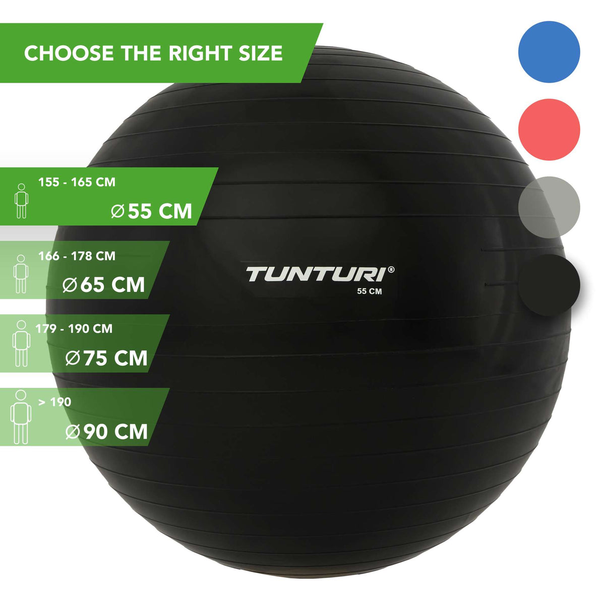 Tunturi Gymball 55cm x Black x Anti Burst