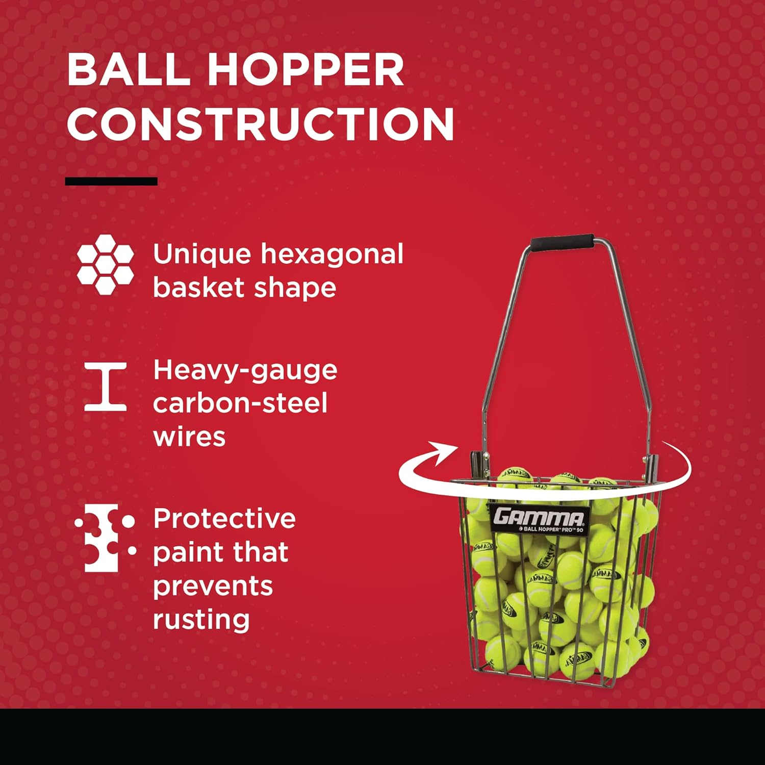 Gamma Tennis Ball Hopper (BH Pro90 5/box BHU25)