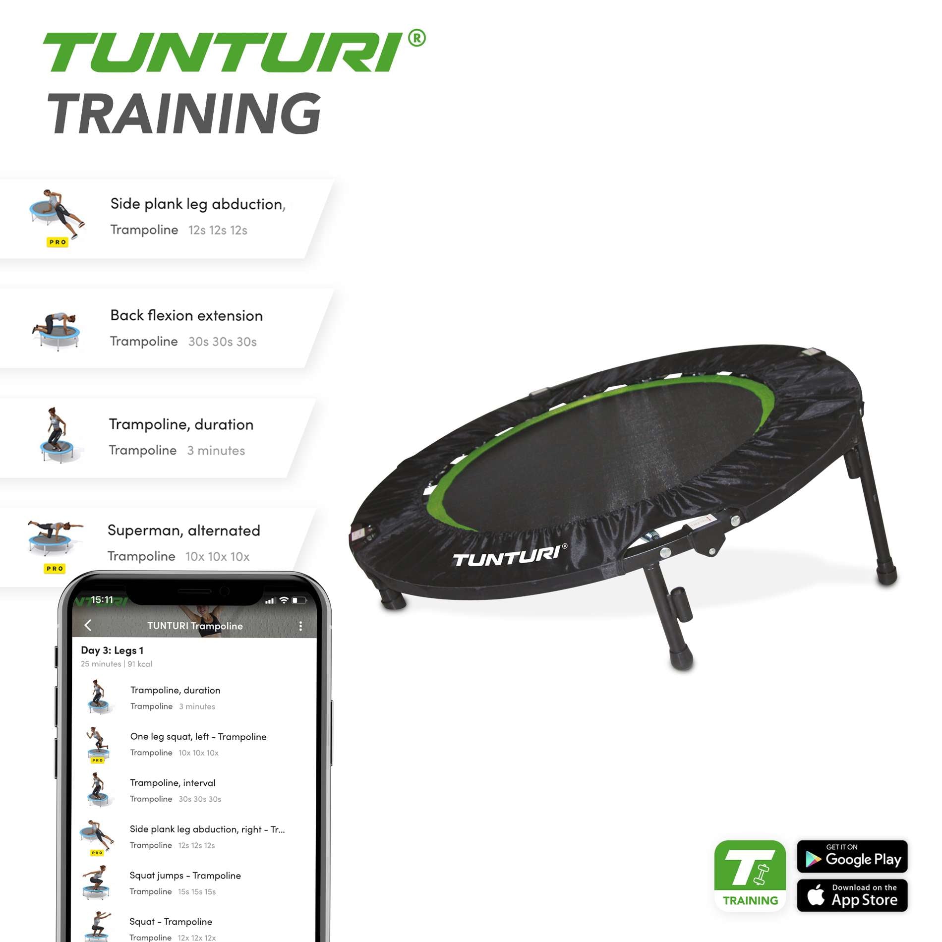 Tunturi 4-folding Fitness Trampoline